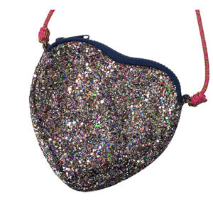 J Crew Crewcuts Glitter Heart Crossbody Purse Girls Zip Top Multicolor